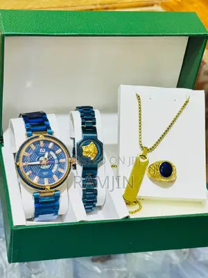 Men's Watches + Necklace Pendant, Bracelet, Ring Set