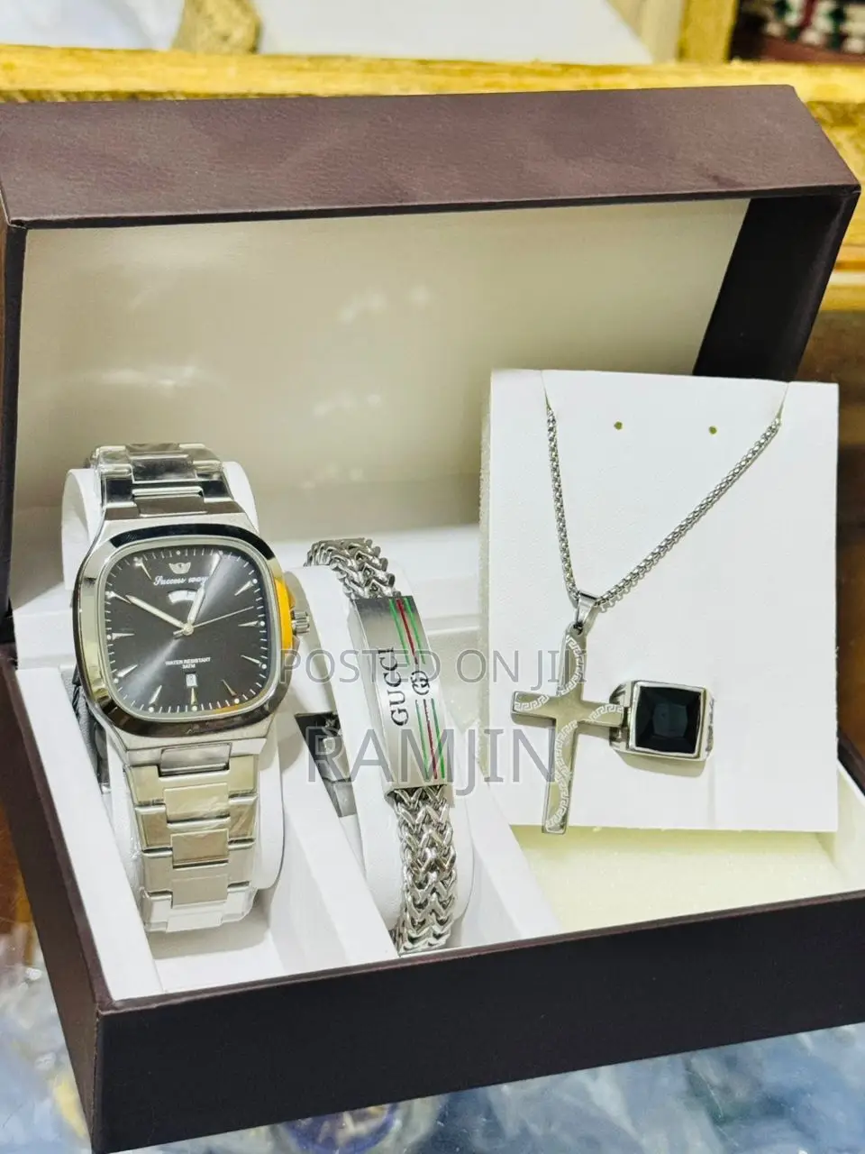 Men's Watches + Necklace Pendant, Bracelet, Ring Set
