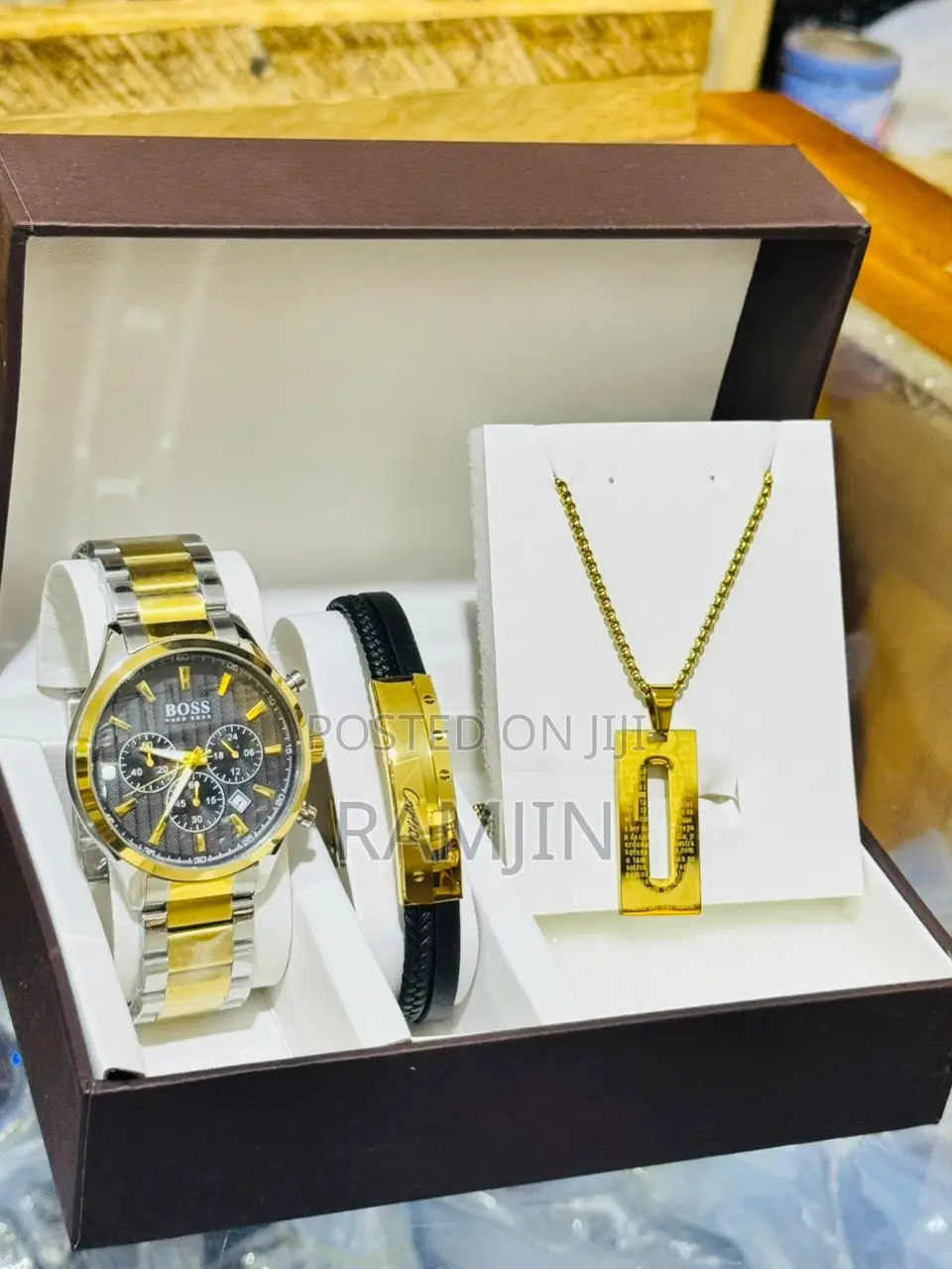 Men's Watches + Necklace Pendant, Bracelet, Ring Set
