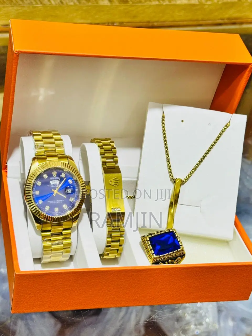 Men's Watches + Necklace Pendant, Bracelet, Ring Set