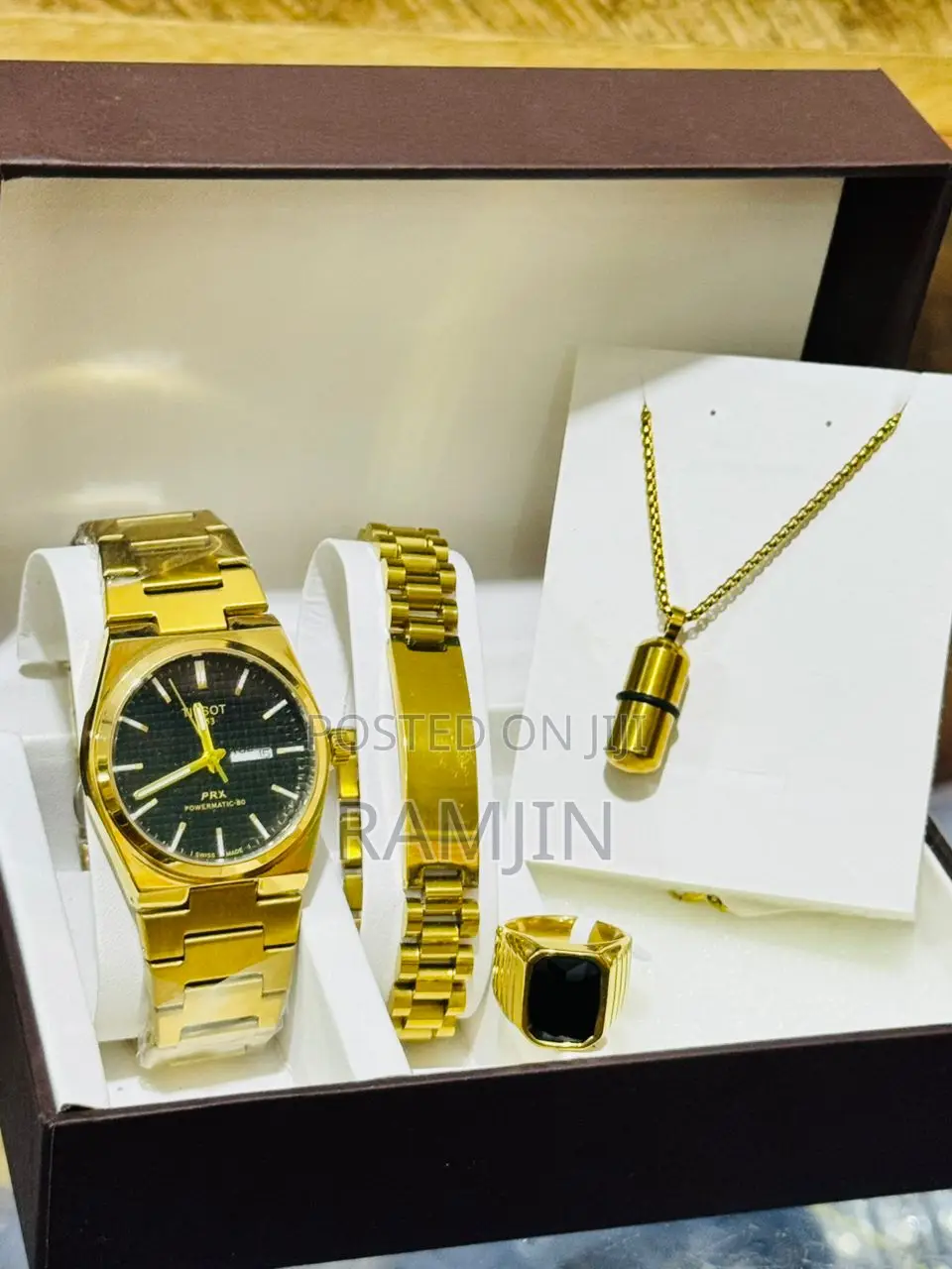 Men's Watches + Necklace Pendant, Bracelet, Ring Set