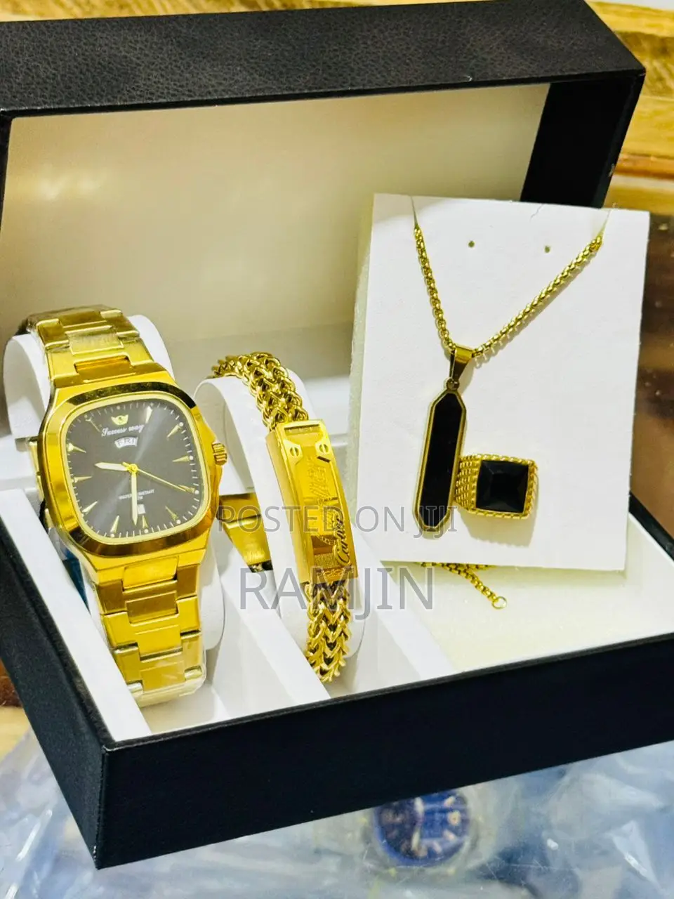 Men's Watches + Necklace Pendant, Bracelet, Ring Set
