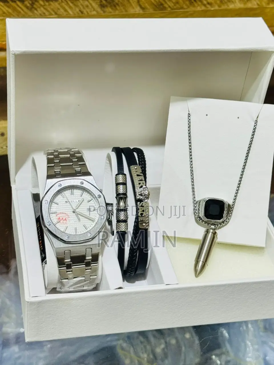 Men's Watches + Necklace Pendant, Bracelet, Ring Set