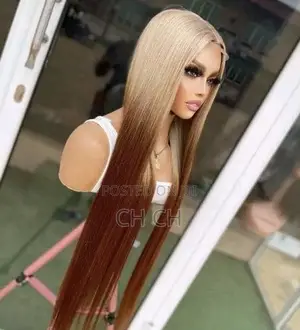 New 30 Inches Long Blonde and Brown Ombré Wig With a Matching Closure