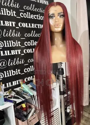 Brand New 30 Inches Long Burgundy Wig With a Matching Closure