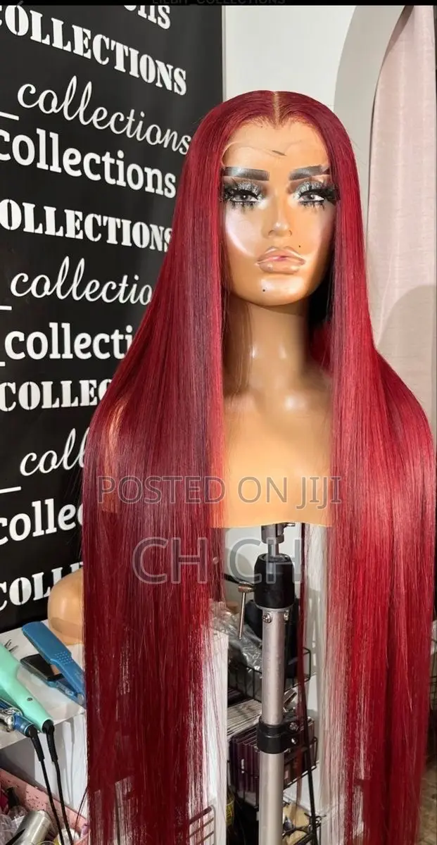 Brand New 30 Inches Long Burgundy Wig With a Matching Closure