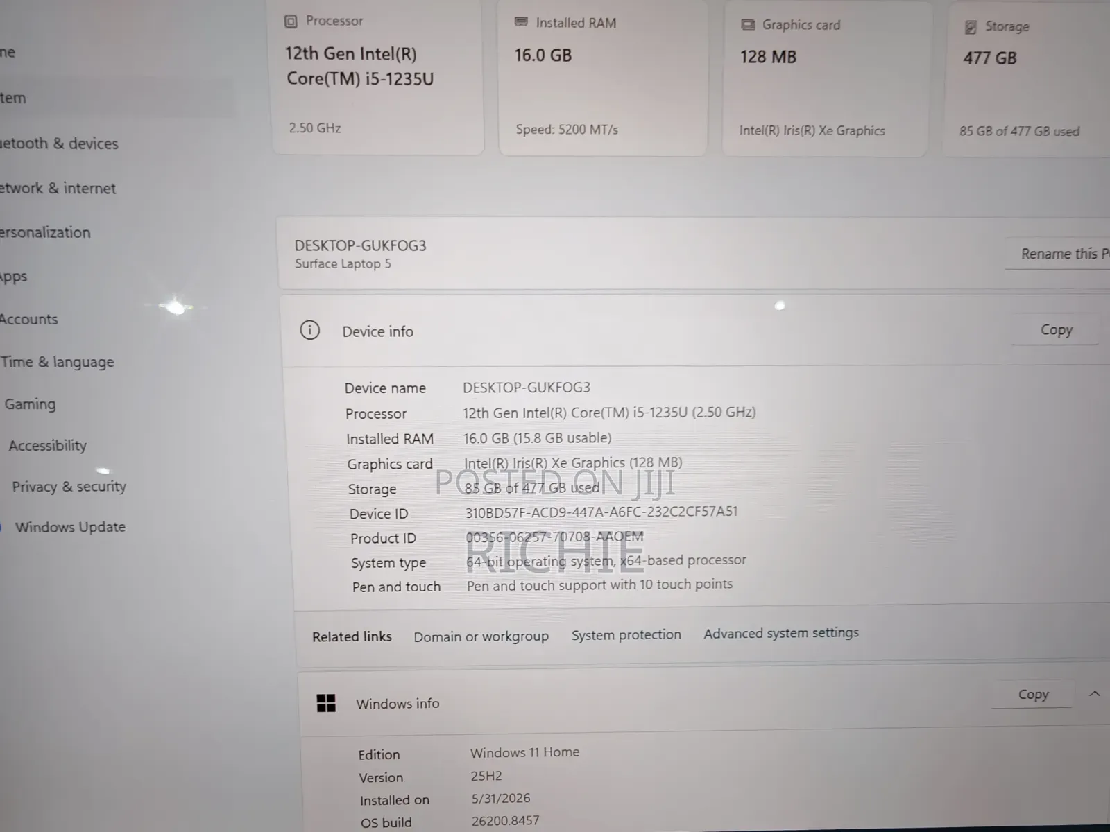 Laptop Microsoft Surface Laptop 5 16GB Intel Core i5 SSD 512GB