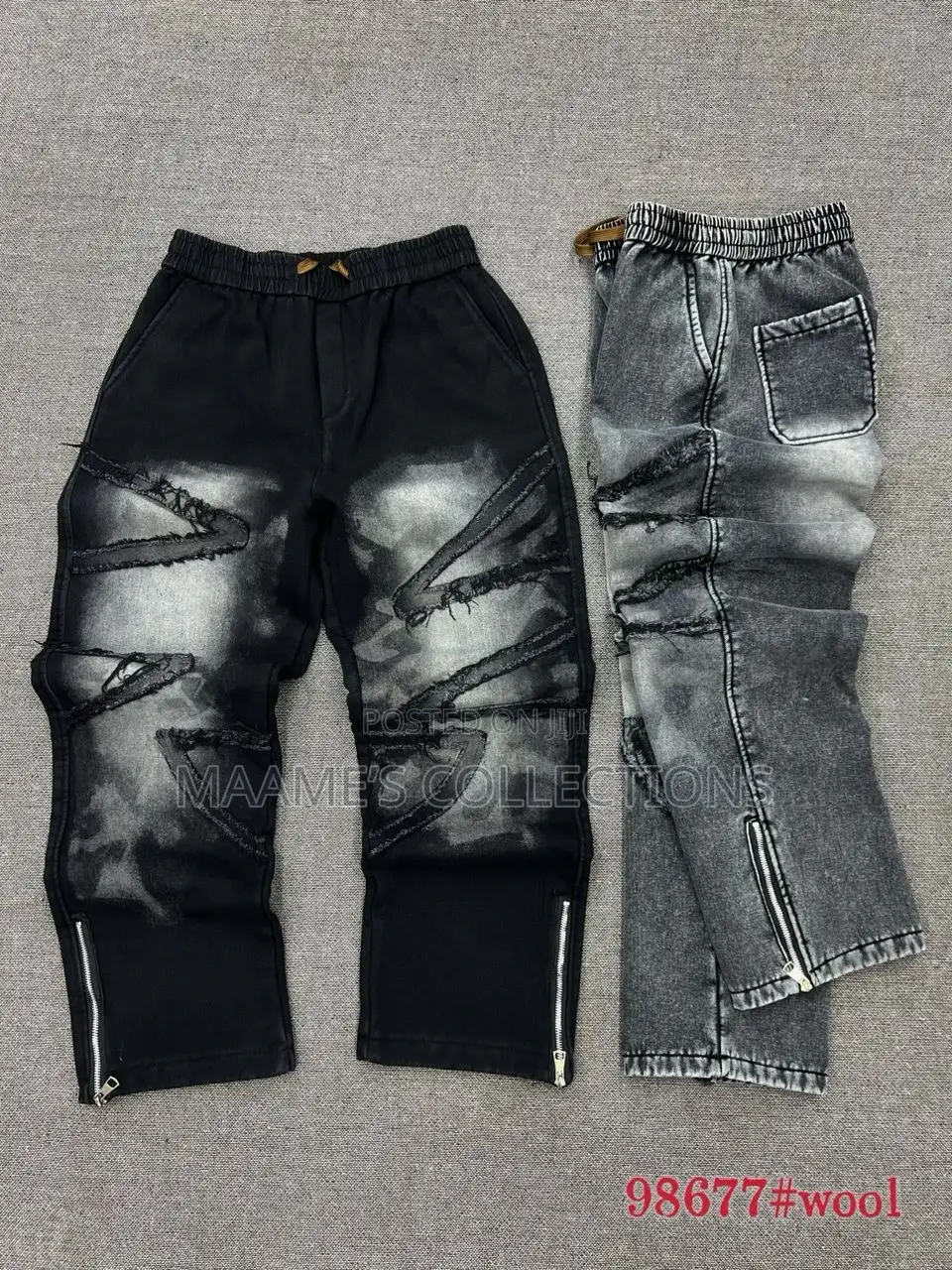 Men’S Black Baggy Cargo Denim Pants