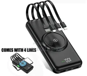 Wireless Charging Power Bank With Four Cables