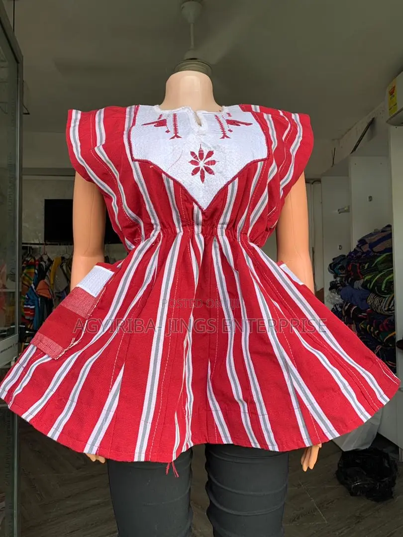 Red and White Smock Top