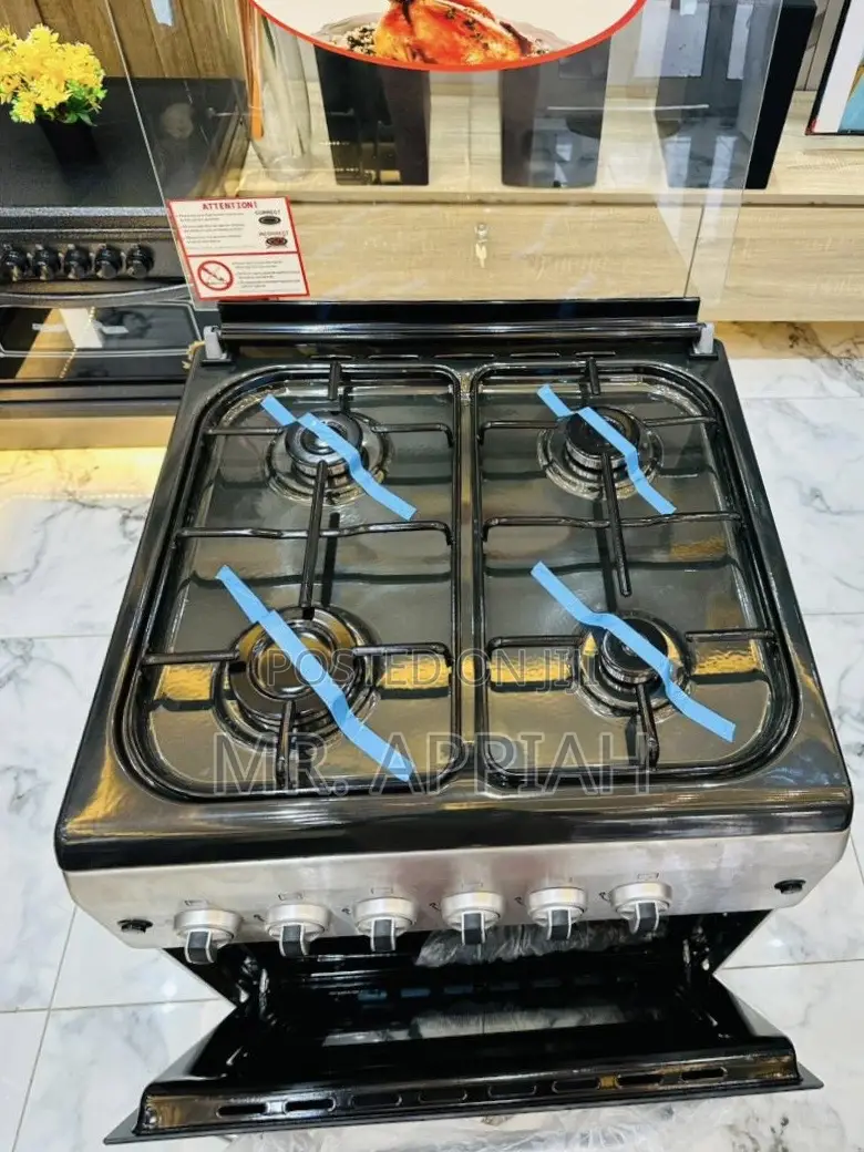 Choose Ferre Glass Oven 4 Burner With Grill(Gray)Gary 
