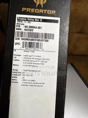 New Laptop Acer Predator Helios 16 16GB Intel Core i7 SSD 1T
