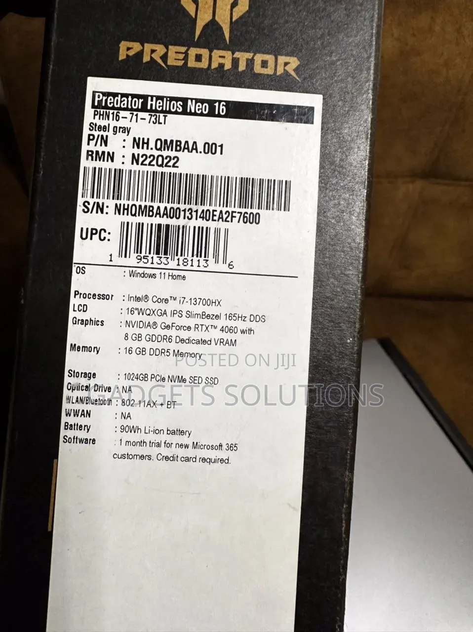 New Laptop Acer Predator Helios 16 16GB Intel Core i7 SSD 1T