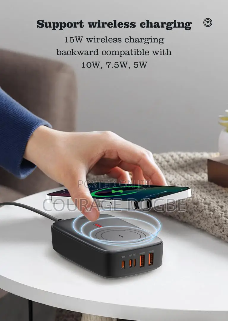 6 in 1 Desktop Fast Charger With Wireless Charging
