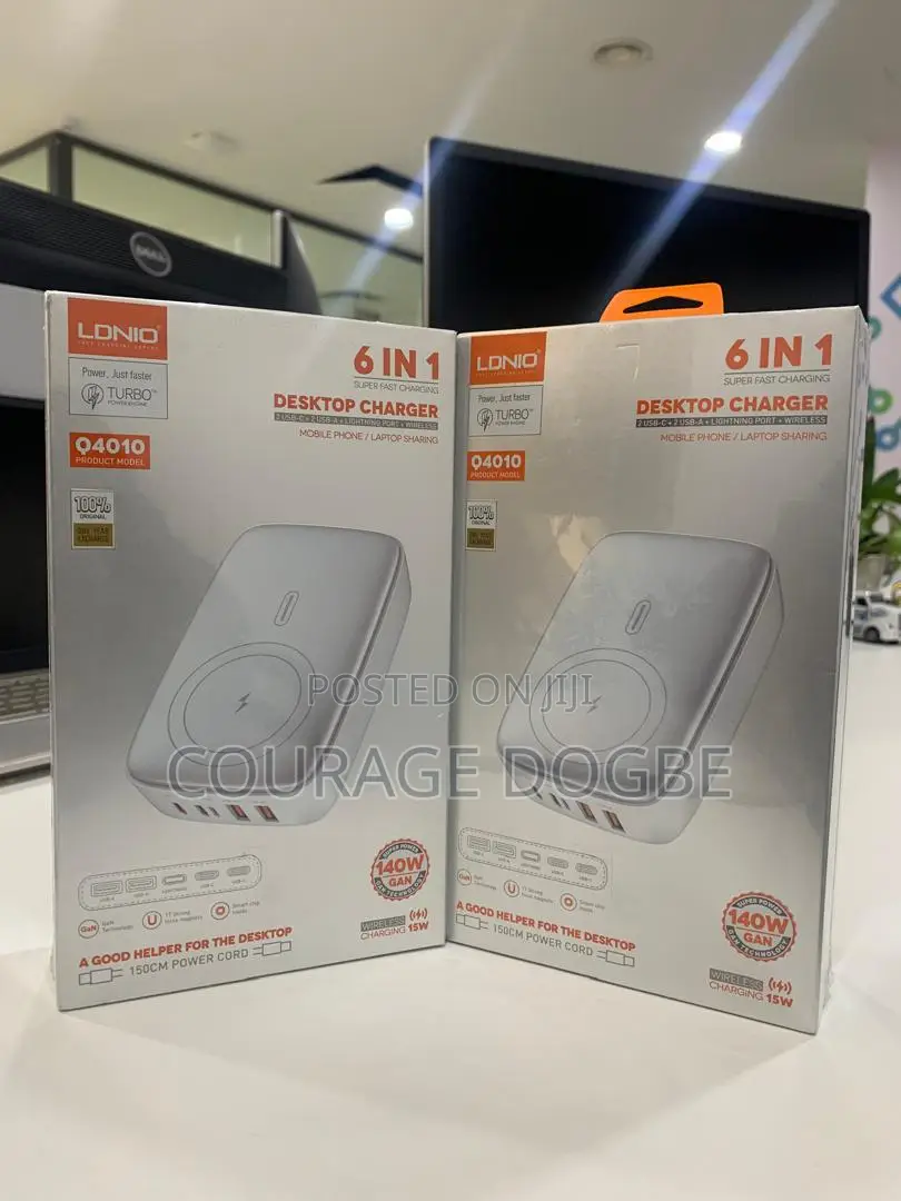 6 in 1 Desktop Fast Charger With Wireless Charging