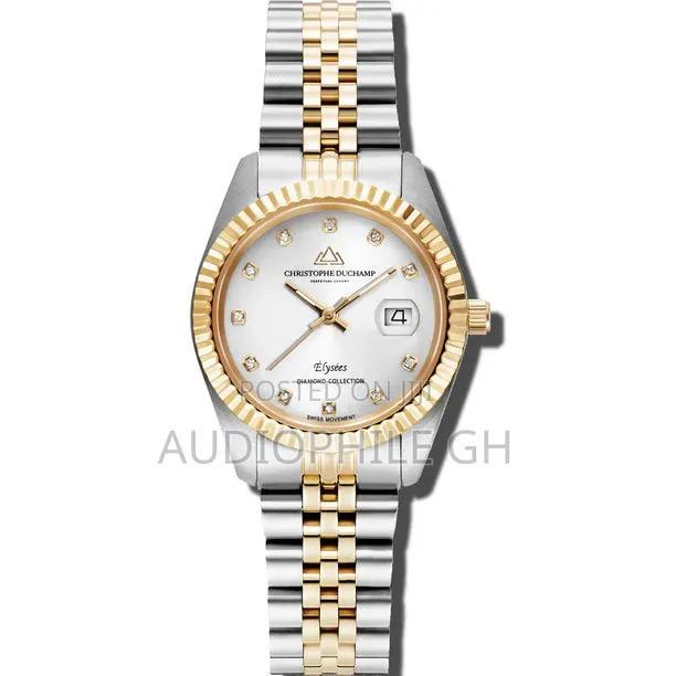 Christophe Duchamp Élysées White Dial With Gold Silver Steel Strap