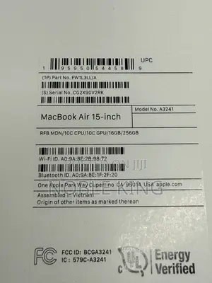 New Laptop Apple MacBook Air 2025 M4 16GB Apple M4 SSD 256GB
