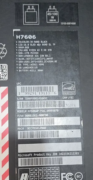 New Laptop Asus 32GB AMD Ryzen 9 SSD 2T
