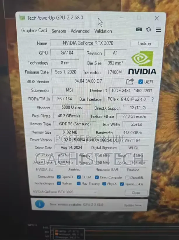 Geforce Rtx 3070 Suprim X 8gb