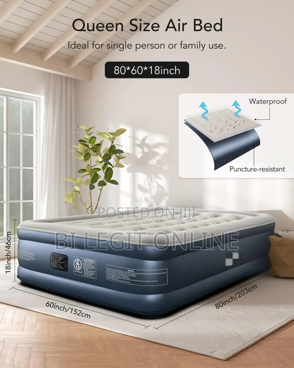 Queen Size Air Bed Mattress With Inbuilt Pump