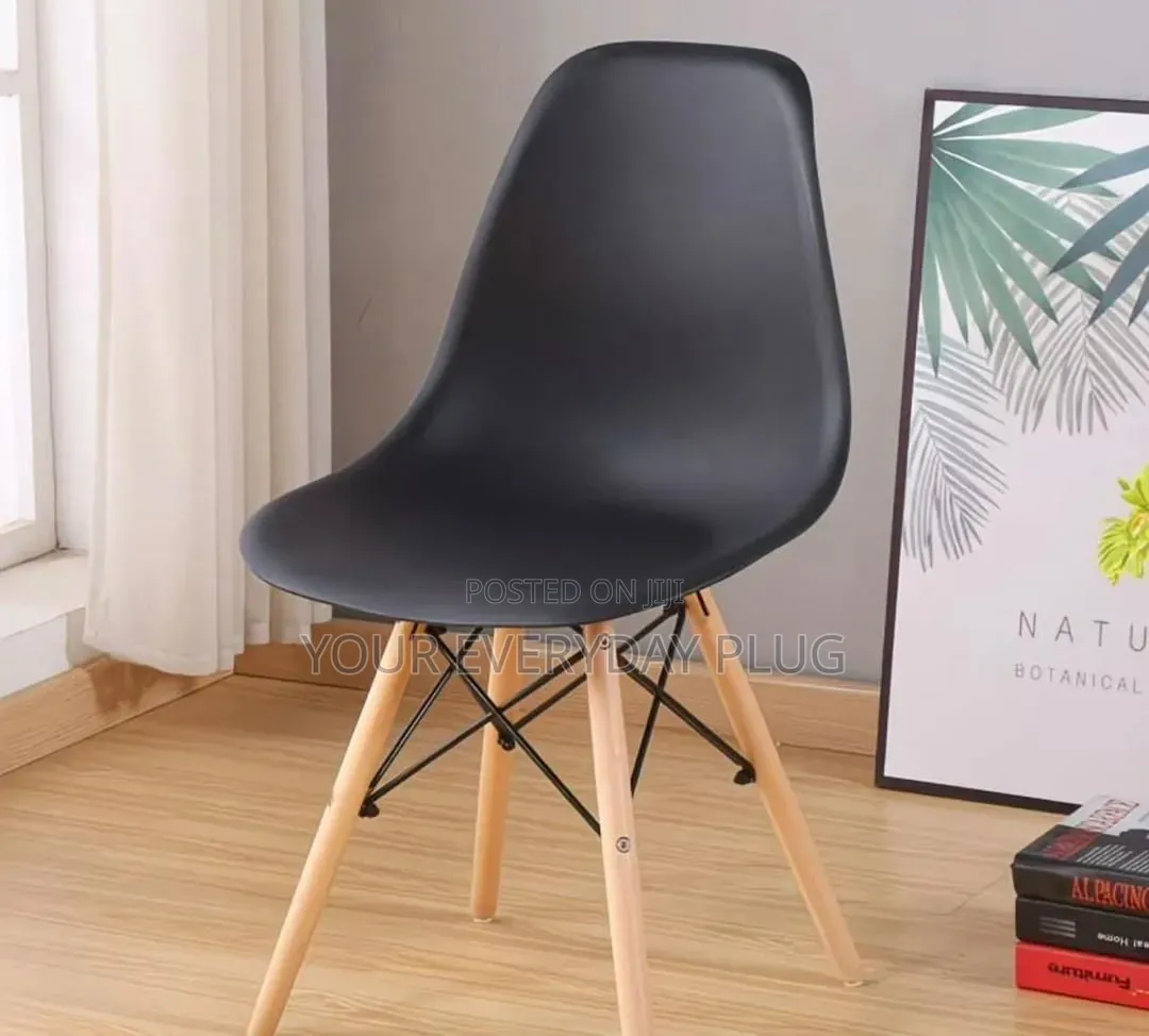 White Eames-Style Dining Chair With Wooden Legs