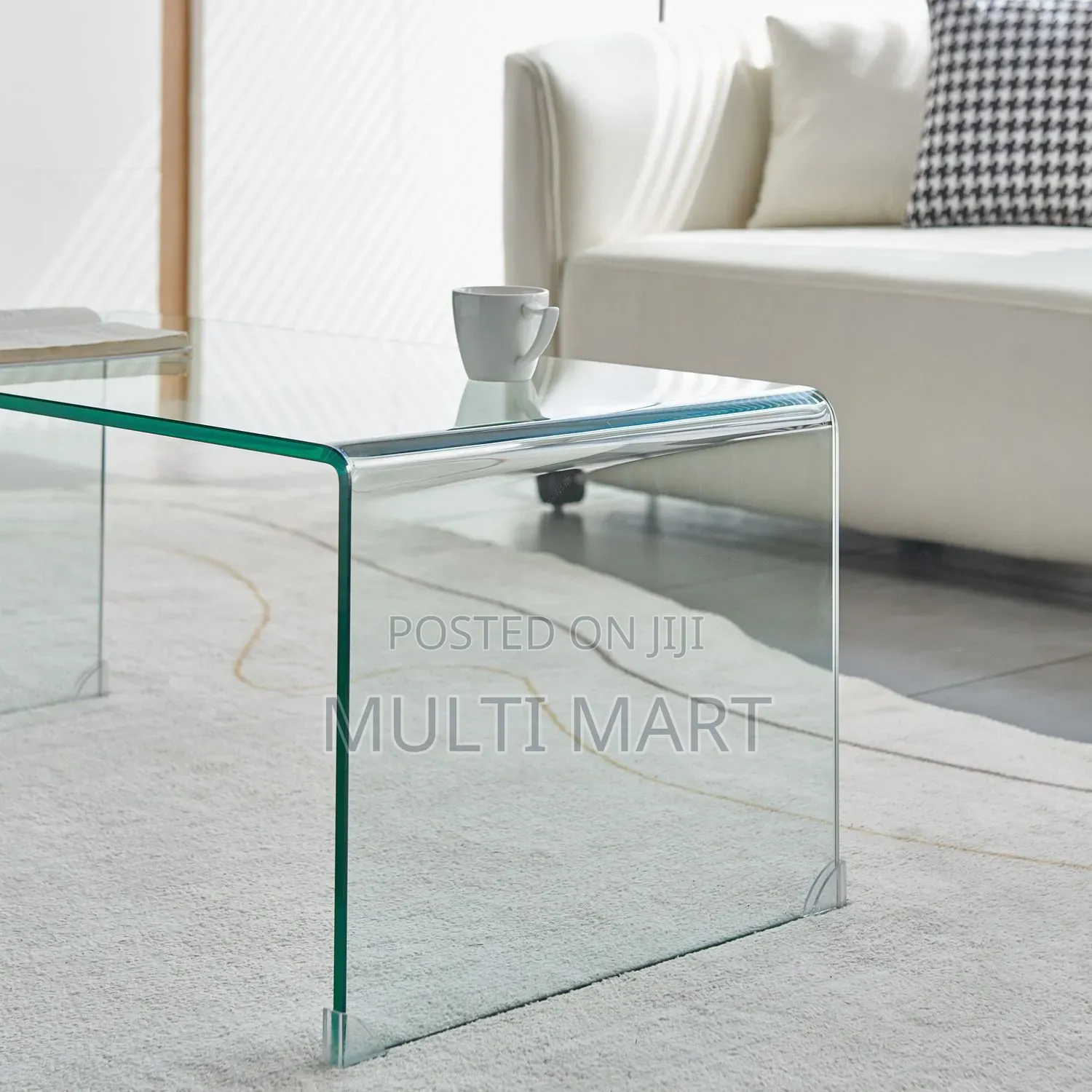 Heavy Duty Coffee Tempered Glass Center Table Living Room Table Curved