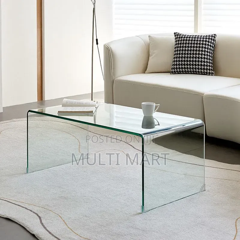 Heavy Duty Coffee Tempered Glass Center Table Living Room Table Curved