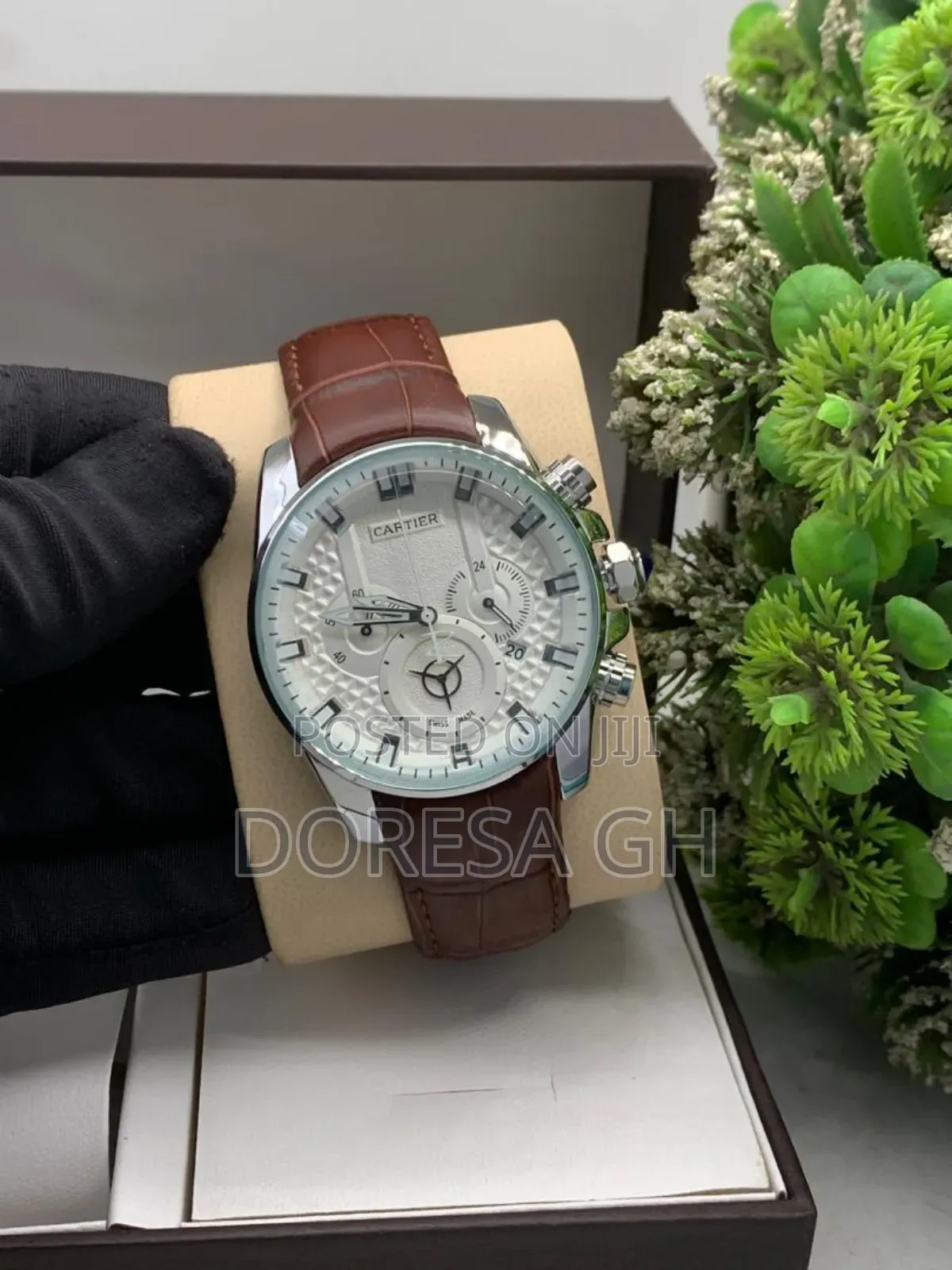 Cartier Chronograph Leather Watch for Men –Classic Luxury Gift for Him