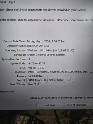 Laptop HP ZBook 17 G3 16GB Intel Core i7 HDD+SSD 1T
