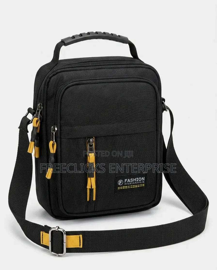 Men's Crossbody Side Bag | Tech Zippers Yellow Accents
