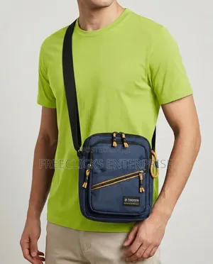 Men's Crossbody Side Bag | Tech Zippers Yellow Accents