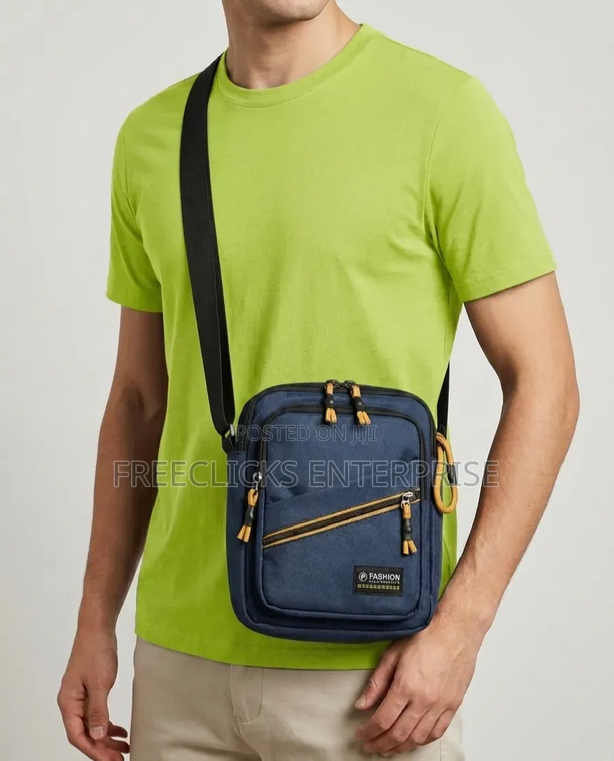 Men's Crossbody Side Bag | Tech Zippers Yellow Accents
