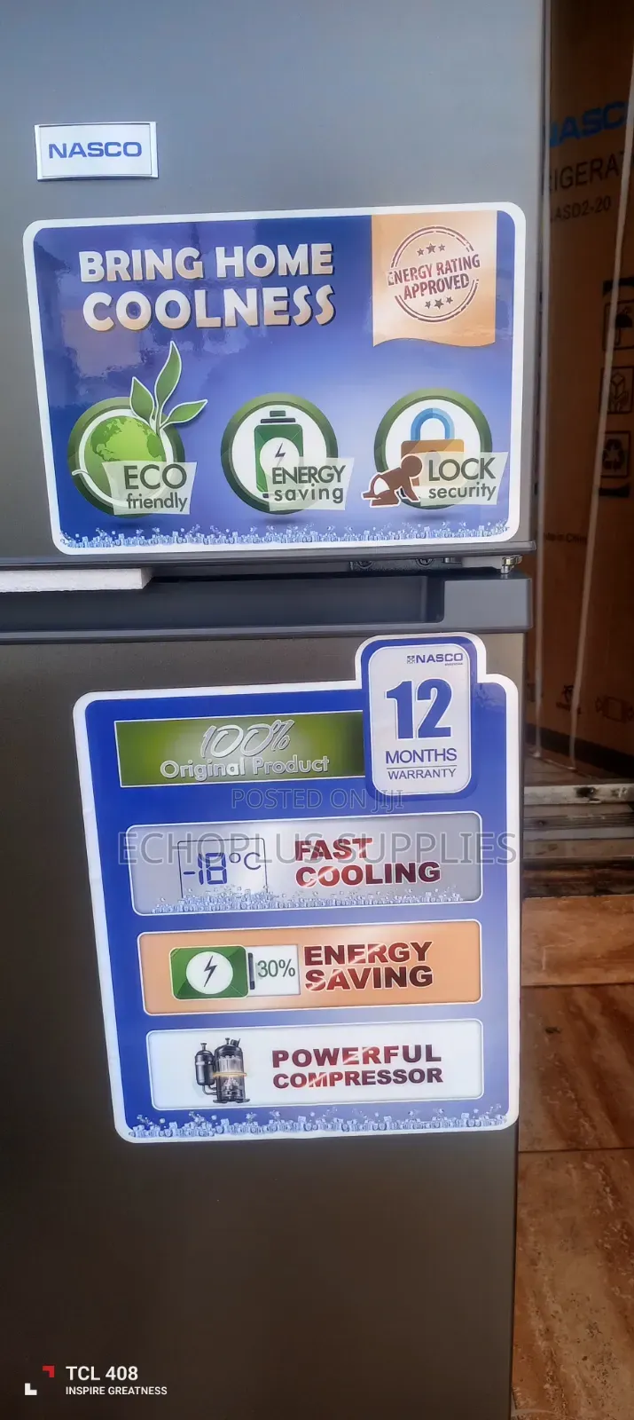 Nasco 107 Liters 2 Door Fridge/Top Freezer