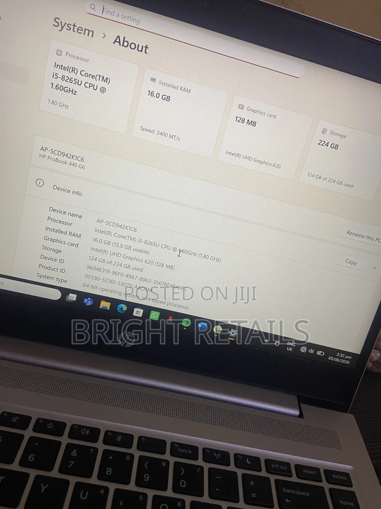 Laptop HP ProBook 440 G6 16GB Intel Core i5 SSD 256GB