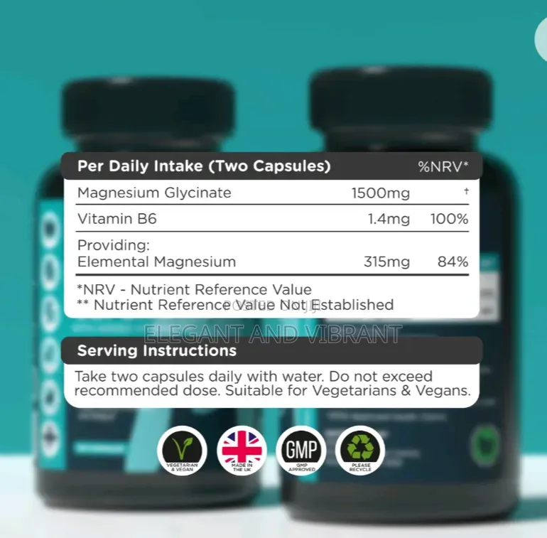 Magnesium Glycinate 1500mg With Added Vitamin B6 - 120 Capsules