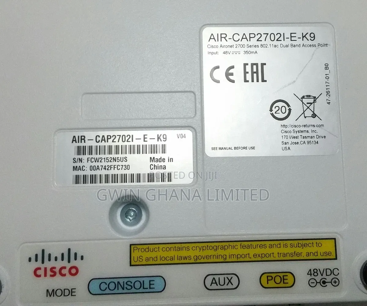 Cisco Air-Cap2702i-E- V04 802.11ac Dual Band Poe Ap. Autonomous