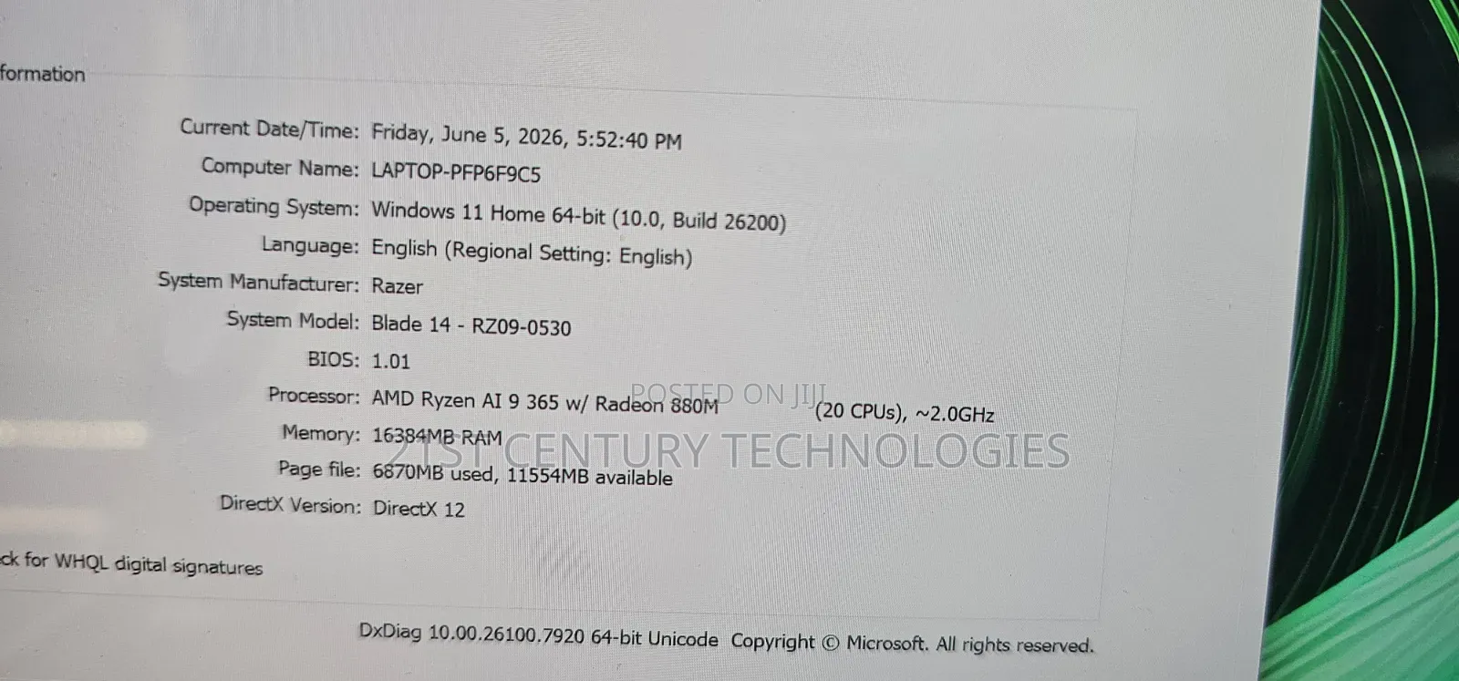 Laptop Razer Blade 16GB AMD Ryzen 9 SSD 1T