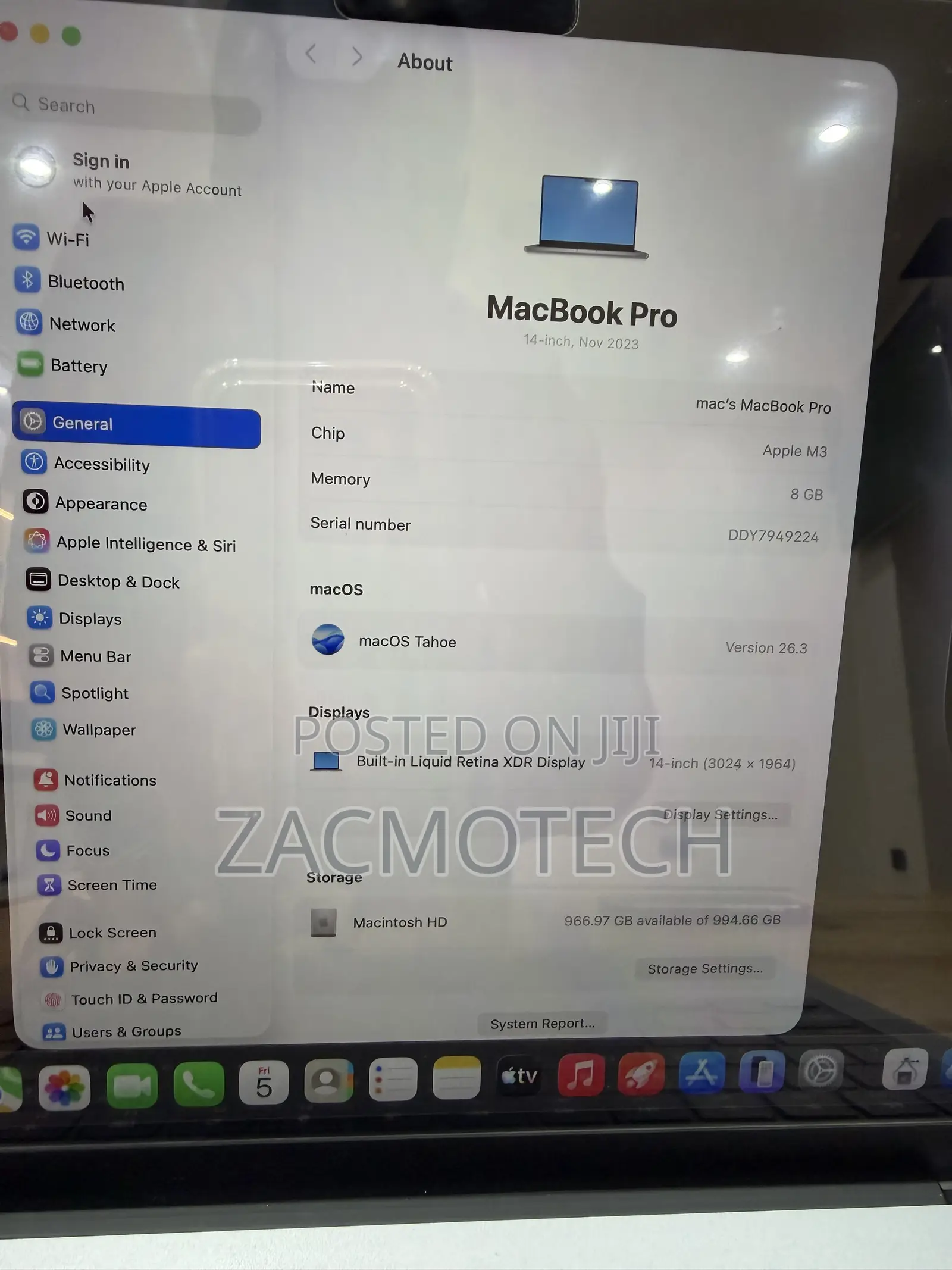 Laptop Apple MacBook Pro 2023 M3 8GB Apple M3 SSD 1T