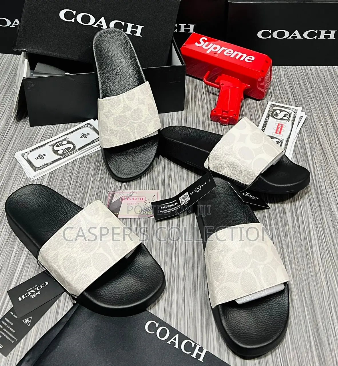 Coach Men's Signature Coated Canvas Pool Slide.