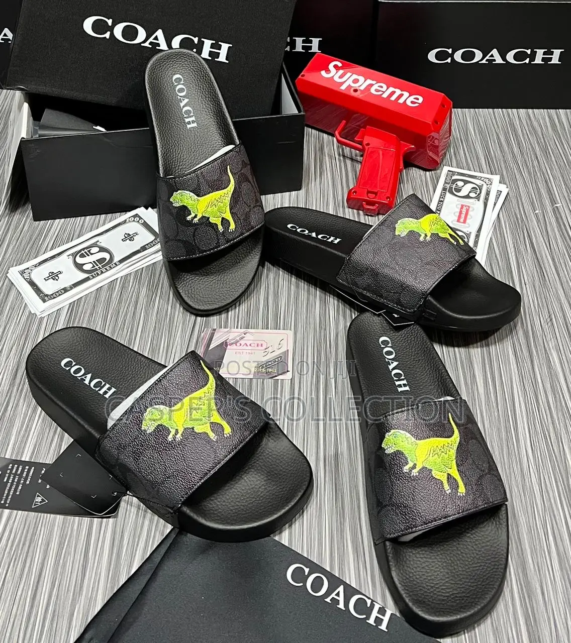 Coach Men's Signature Coated Canvas Pool Slide.