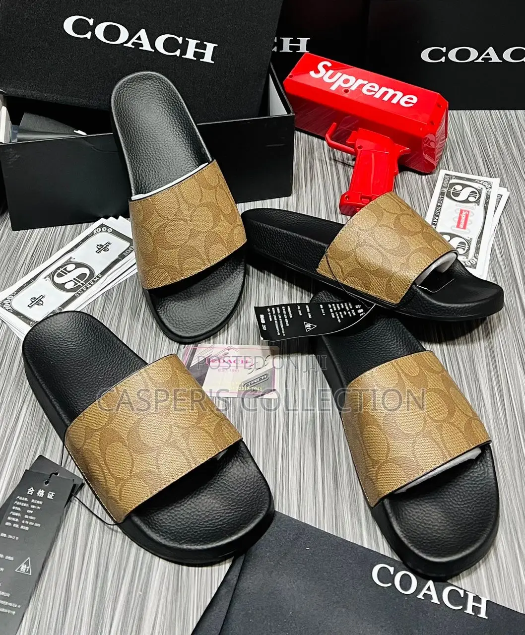 Coach Men's Signature Coated Canvas Pool Slide.