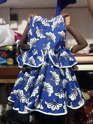Royal Blue African Print Girls’ Flared Dress