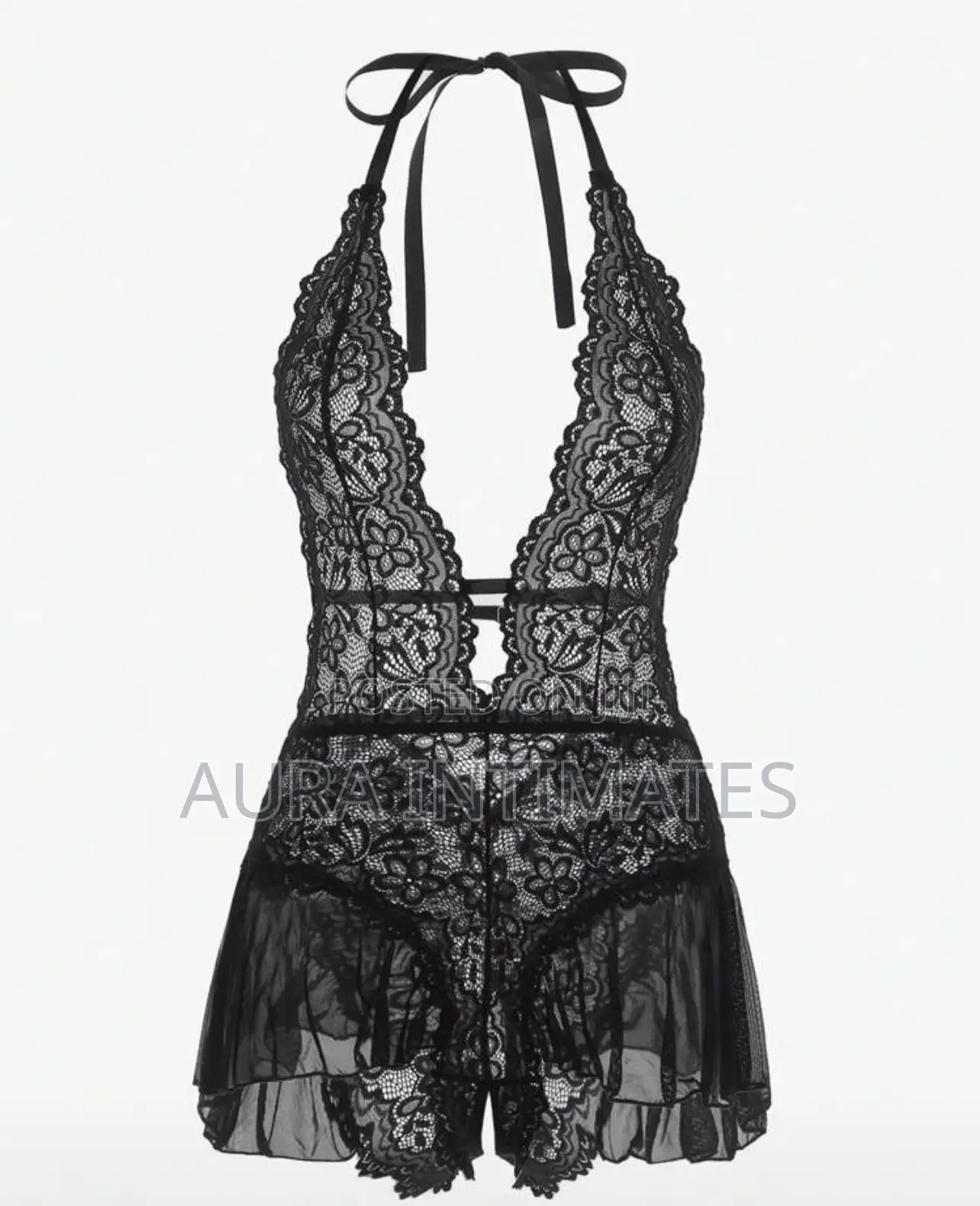 1pc Women's Lace Sheer Backless Lingerie