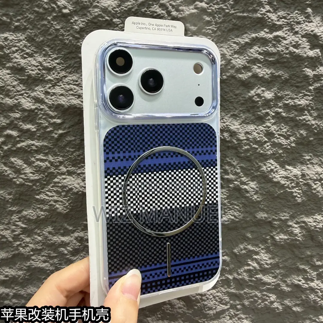 Ip Xr/11 Modified to Ip 17pro Magnetic Fiber Pattern Phone Case
