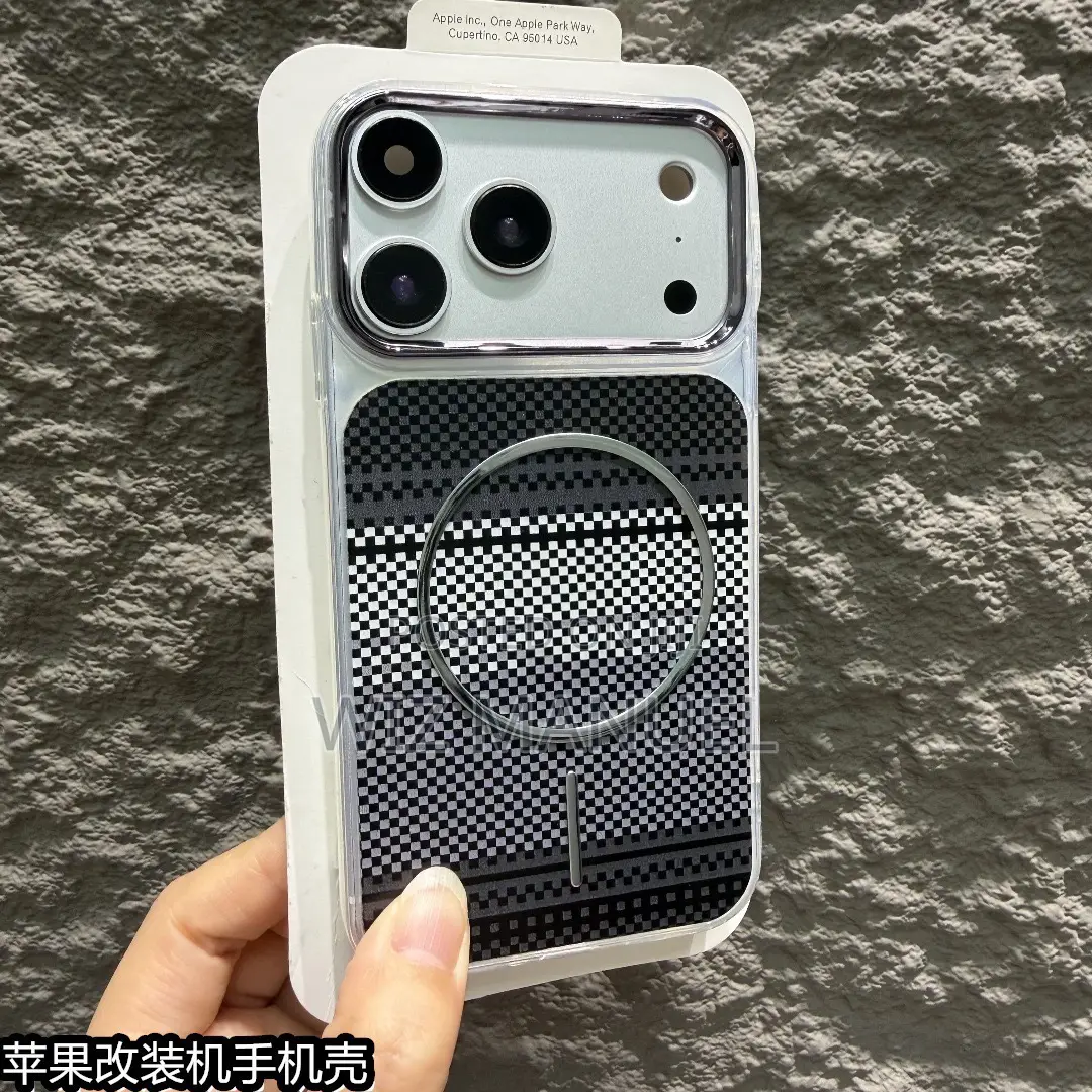 Ip Xr/11 Modified to Ip 17pro Magnetic Fiber Pattern Phone Case
