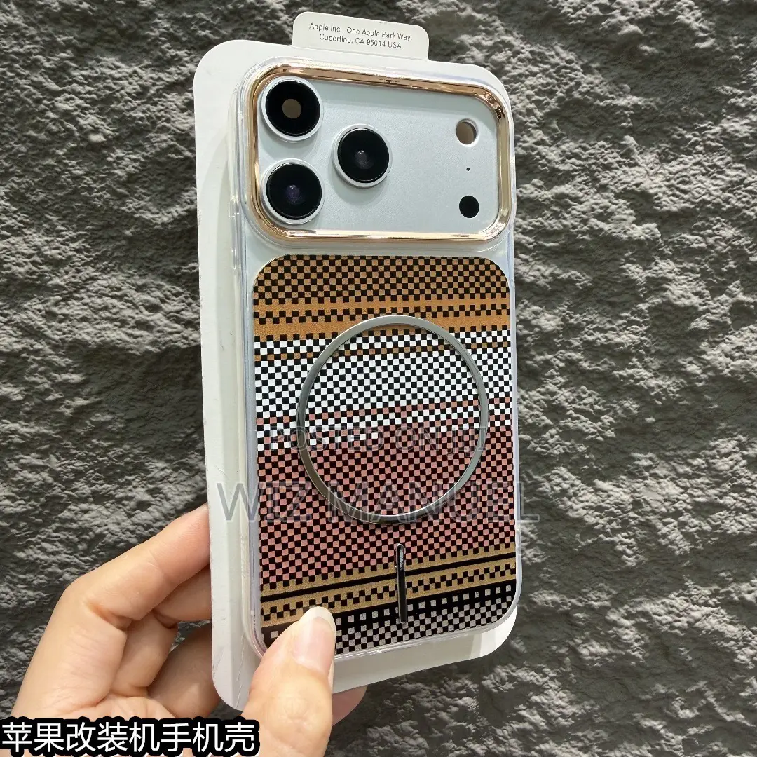 Ip Xr/11 Modified to Ip 17pro Magnetic Fiber Pattern Phone Case