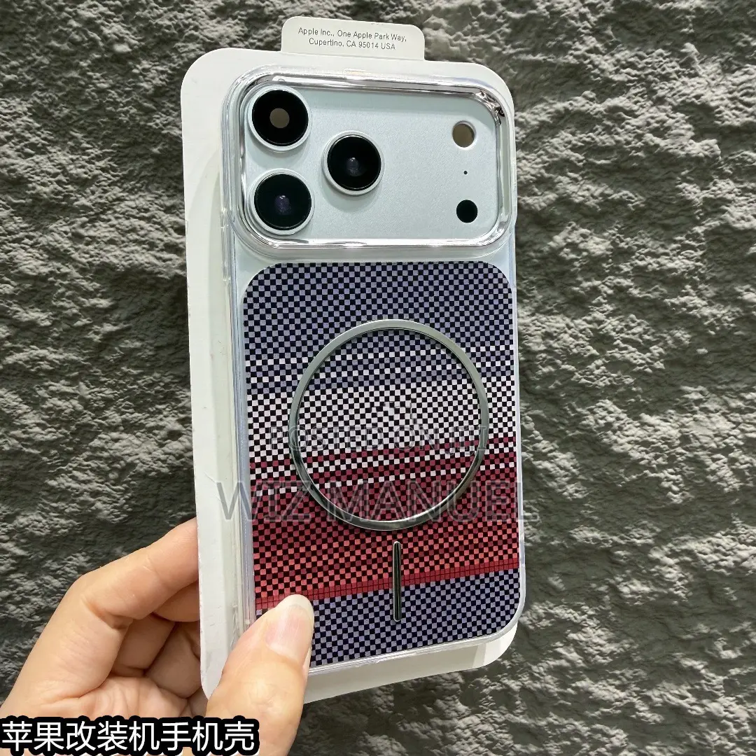 Ip Xr/11 Modified to Ip 17pro Magnetic Fiber Pattern Phone Case
