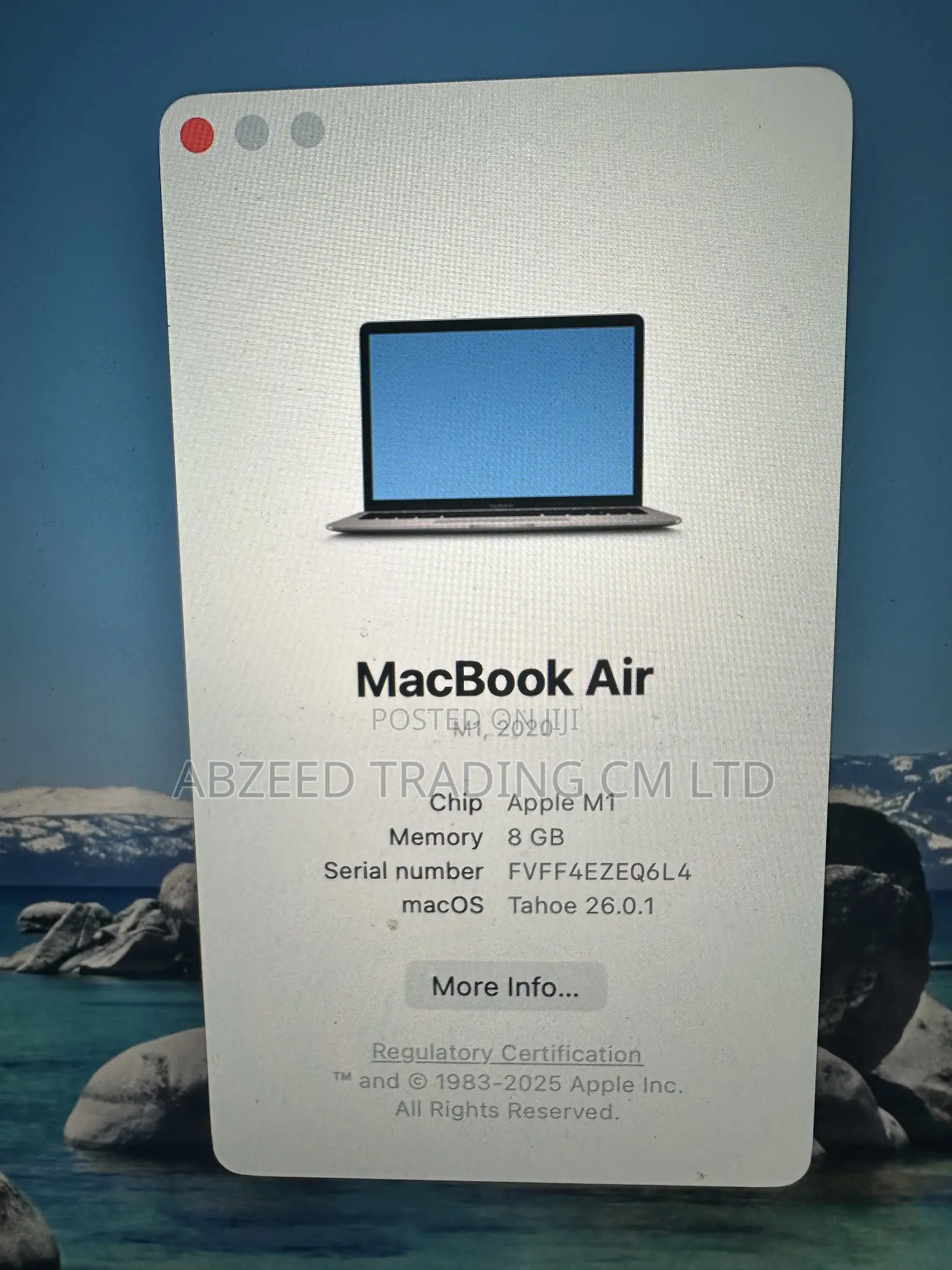 Laptop Apple MacBook Air 2020 M1 8GB Intel Core i5 SSD 256GB