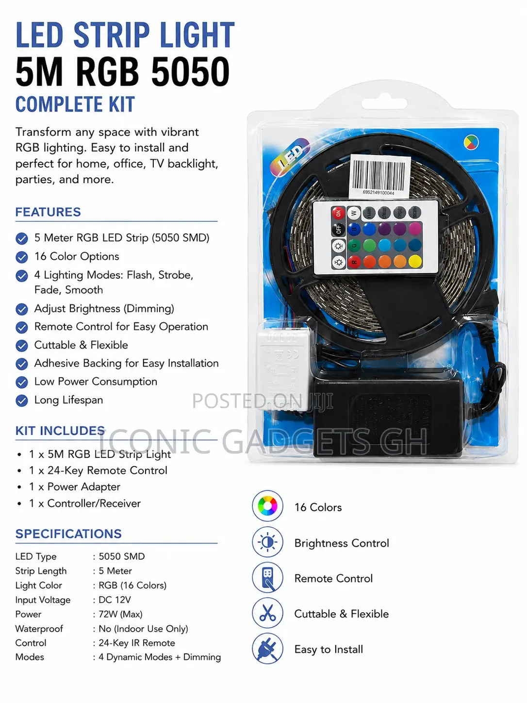 Led Strip Light Kit With Remote Control