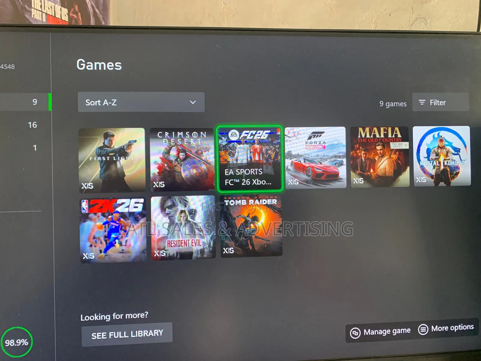 Xbox Series X With 9 Games Installed